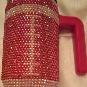 Hydrapeak Football Bling Tumbler, in Pink Rinestones. Limited Edition.